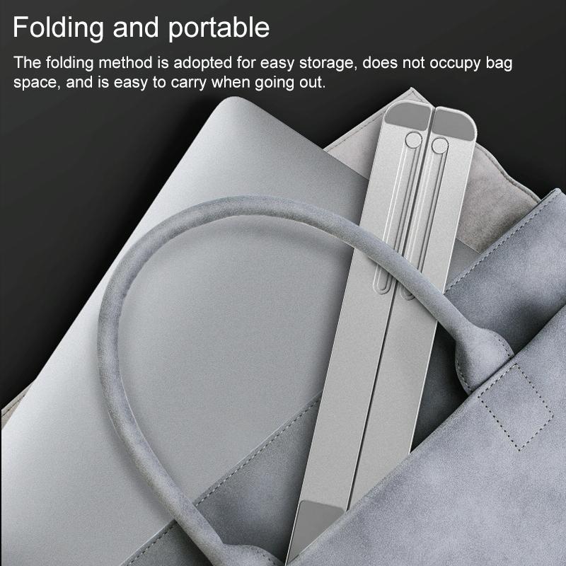 Adjustable Laptop Stand - Portable Folding Height Increase Heat Dissipation - Grey
