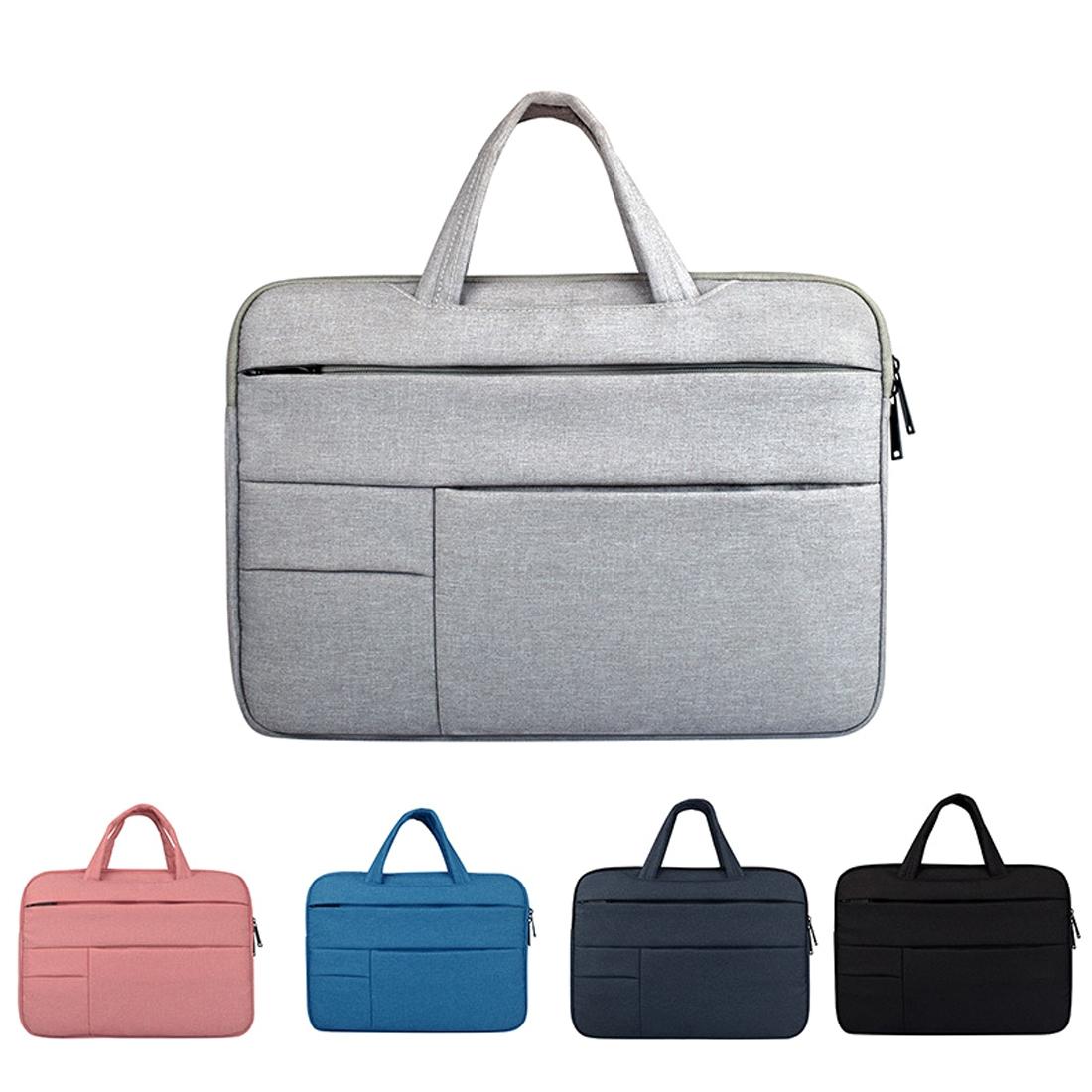 15.6 Inch Laptop Tablet Bag with Multiple Pockets and Soft Oxford Cloth Handle - Grey