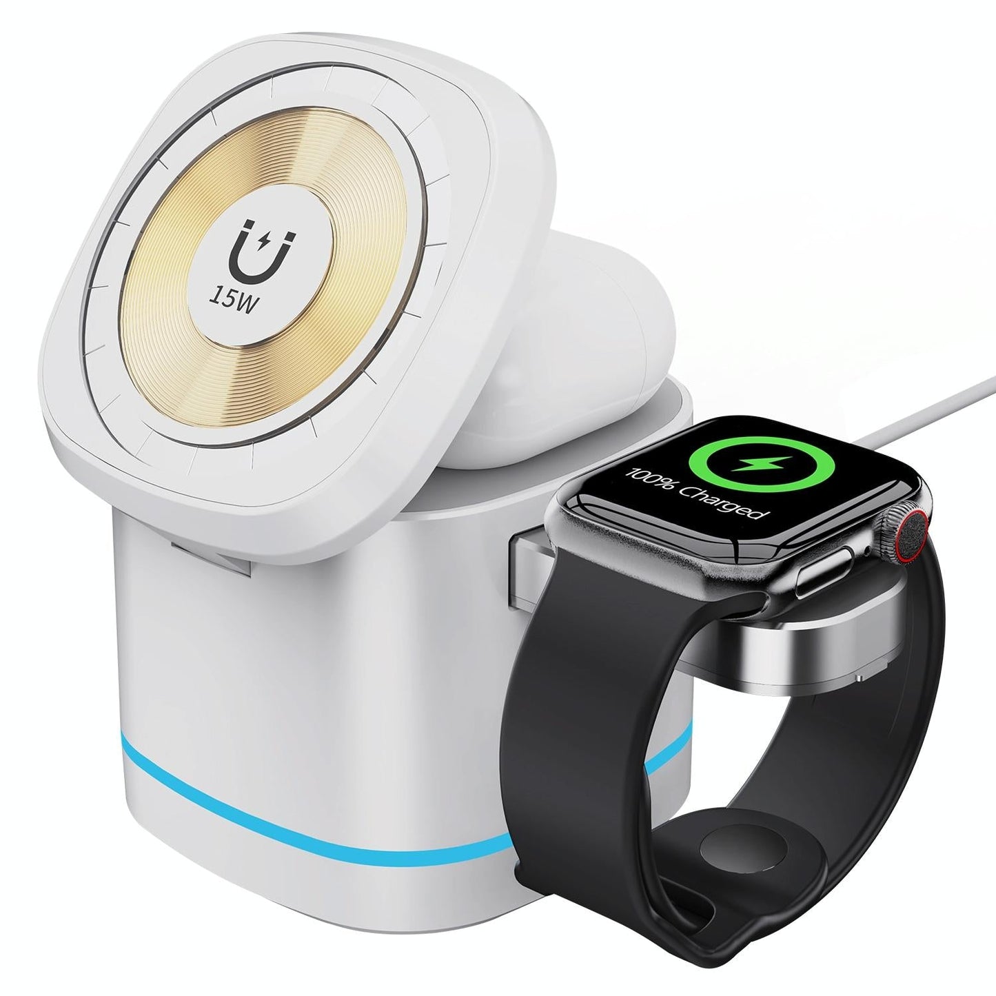 15W 3 In 1 Magnetic Wireless Charger - Grey