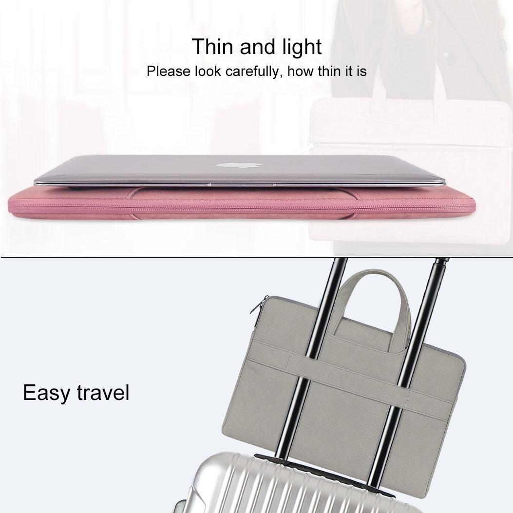 Waterproof Portable One-shoulder Handbag for 14.1 Laptops with Hidden Zipper and Suitcase Belt - Light Grey
