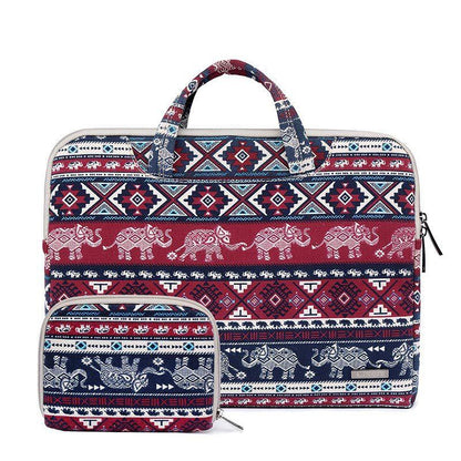 11.6 Inch Simple Business Laptop Bag with Liner - Ls-116 - Canvas Colourful Leaves Black