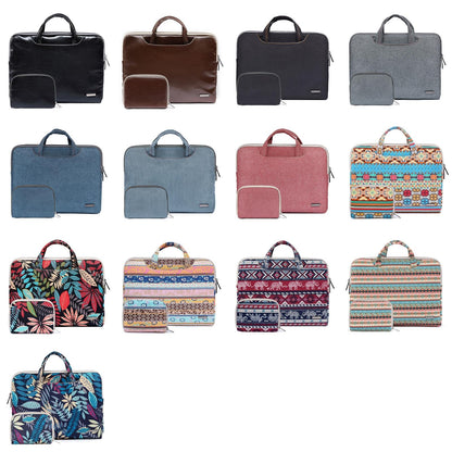 11.6 Inch Simple Business Laptop Bag with Liner - Ls-116 - Canvas Vintage Pattern Pink