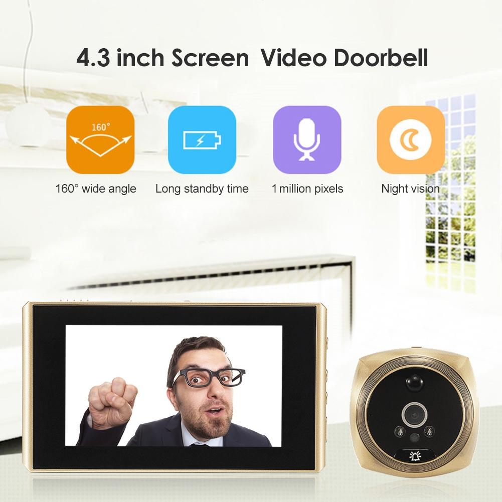 Wireless Doorbell 4.3 Screen Video With 2.0Mp Resolution - Gold