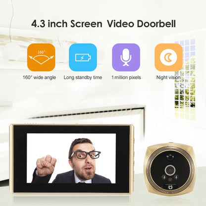 Wireless Doorbell 4.3 Screen Video With 2.0Mp Resolution - Gold