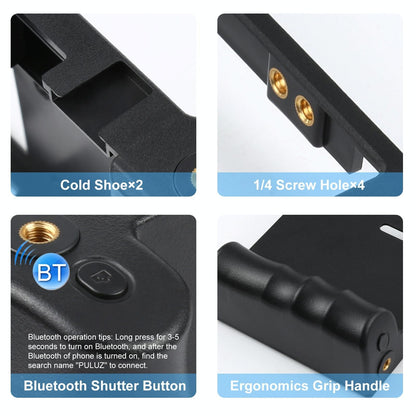 Smart Phone Video Rig for Vlogging Bluetooth Led Light Mic Tripod - Blue