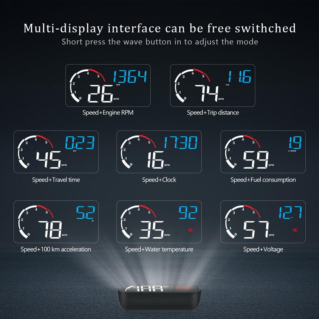 Universal Car Obd2 Hud 3.5 Inch Vehicle Head Up Display - Blue