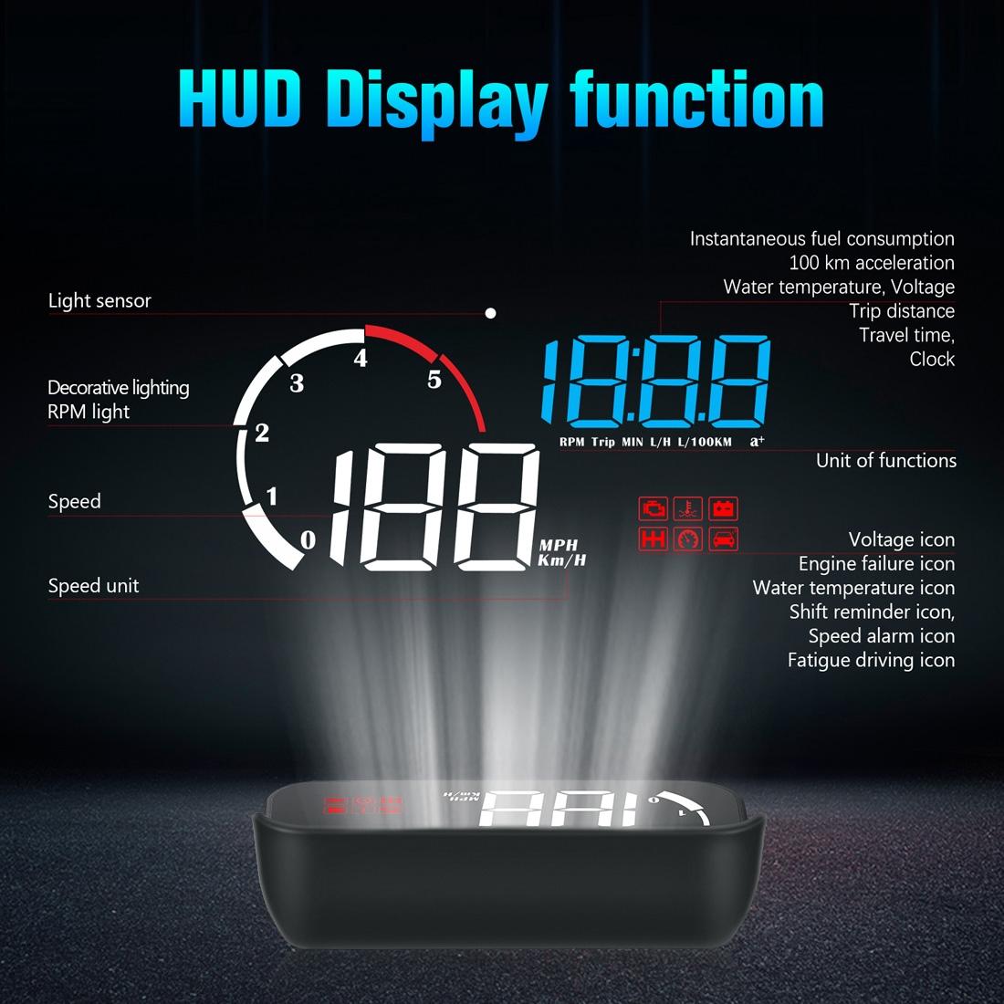 Universal Car Obd2 Hud 3.5 Inch Vehicle Head Up Display - Blue