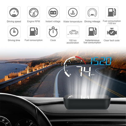 Universal Car Obd2 Hud 3.5 Inch Vehicle Head Up Display - Blue