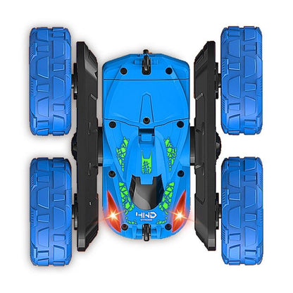 Blue Stunt Tumbling Car Toy with 2.4ghz Remote Control