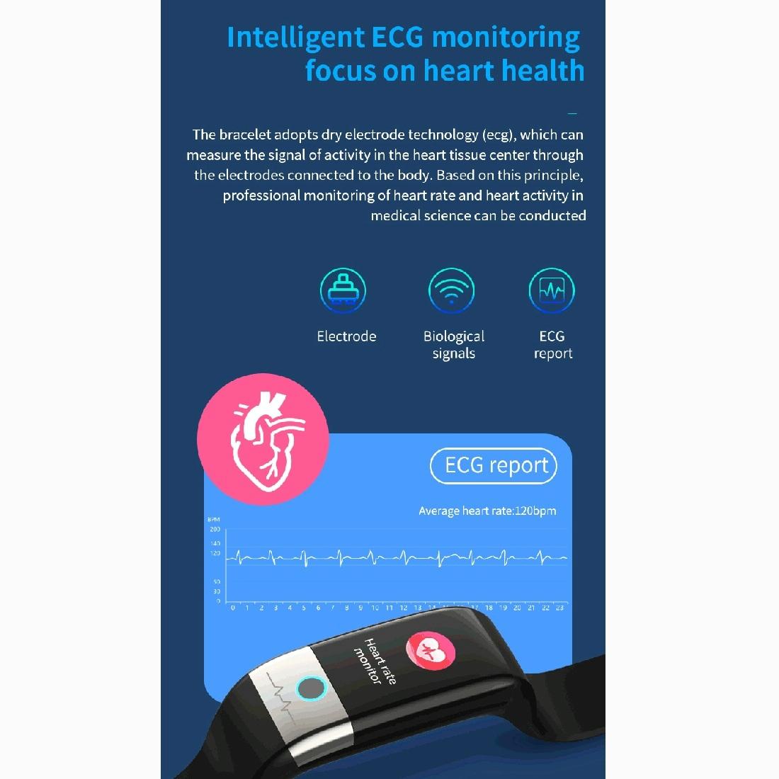 Smart Watch With Heart & Oxygen Monitoring Colour Screen Ip67 - Blue