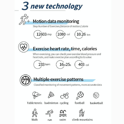 Smart Watch With Heart & Oxygen Monitoring Colour Screen Ip67 - Blue