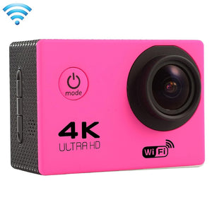 170 Degree Wide Angle Wifi Action Camera with Waterproof Case - Supports 64gb Micro Sd - Magenta