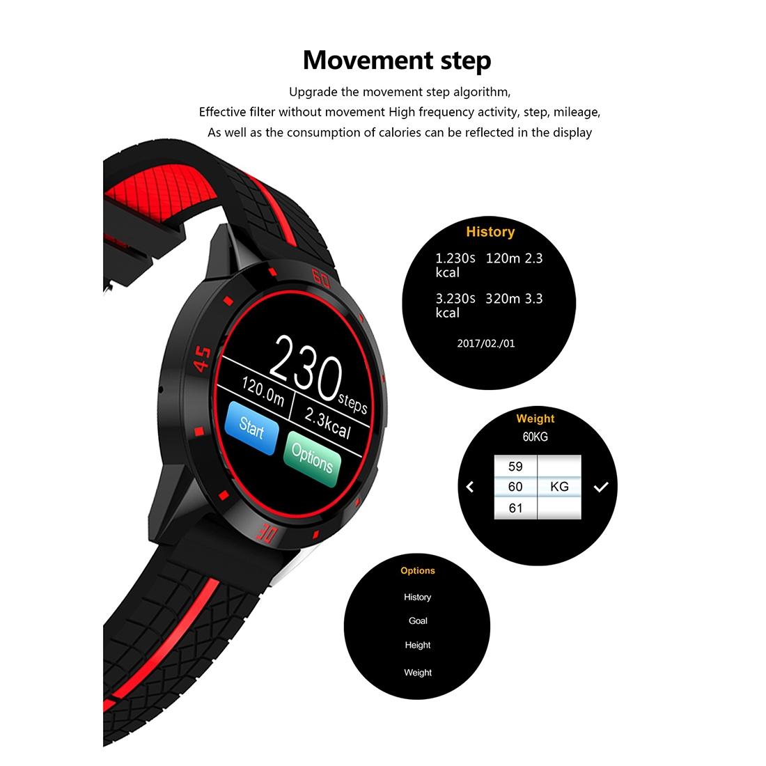 1.3 Inch Tft Screen Mtk2502C Bluetooth4.0 Silicone Watch Band Support Heart Rate Monitor & Pedometer & Sleep Monitor & Sedentary Reminder - Red