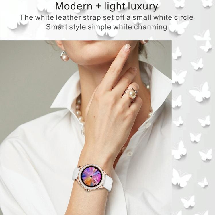 Glitter Leather Strap Fashion Smart Watch For Women Support Heart Rate Monitoring & Pedometer & Sleep Monitoring & Calories Silver