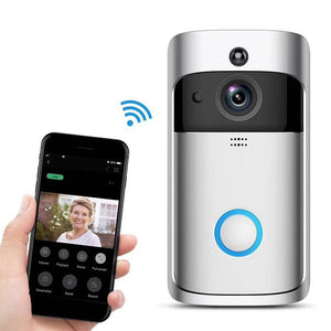 Wireless Doorbell Smart Wifi Night Vision - 720P Low Power Mobile Remote - Silver