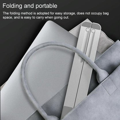 Adjustable Laptop Stand - Portable Folding Height Increase Heat Dissipation - Silver