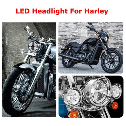 5.75 Inch Dc12V 6000K - 6500K 40W Car Led Headlight For Harley Silver