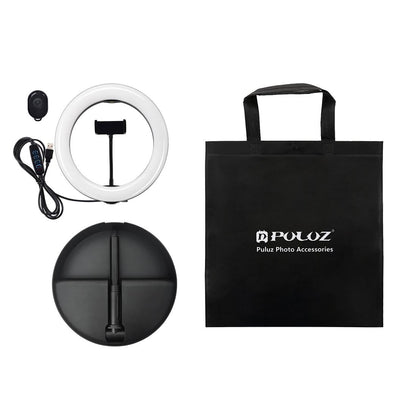 10.2 Dual-colour Led Ring Light with Usb Bluetooth Remote and Phone Holder - White