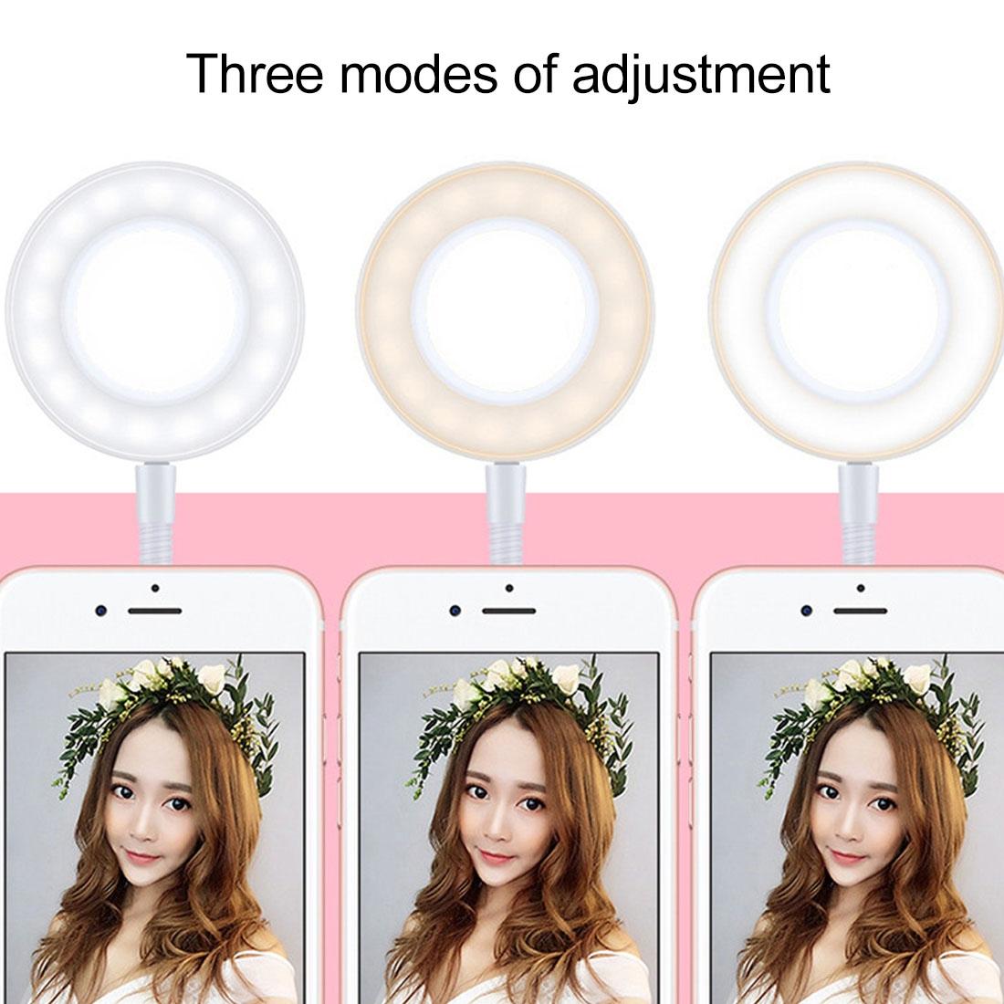 Universal Cell Phone Holder with Selfie Ring Light for Studio Recording and Live Broadcast - White
