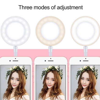 Universal Cell Phone Holder with Selfie Ring Light for Studio Recording and Live Broadcast - White