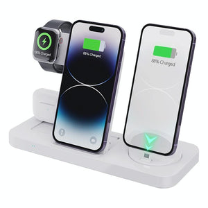 6 In 1 Foldable Vertical Wireless Charger - White