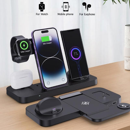 6 In 1 Foldable Vertical Wireless Charger - White