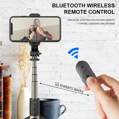 Bluetooth Remote Selfie Stick with Tripod and Phone Holder - White