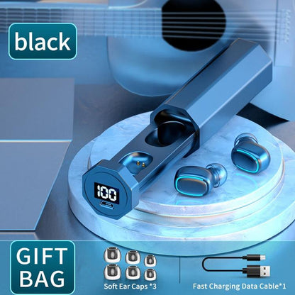 True Wireless Bluetooth Earphones with Digital Display and Charging Box - White