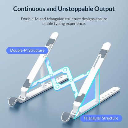 Portable Laptop Stand - Foldable - White