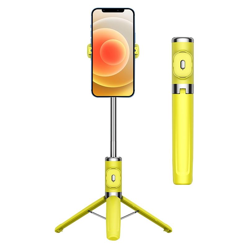 Wireless Selfie Stick with Remote Tripod - Compact Design - Yellow