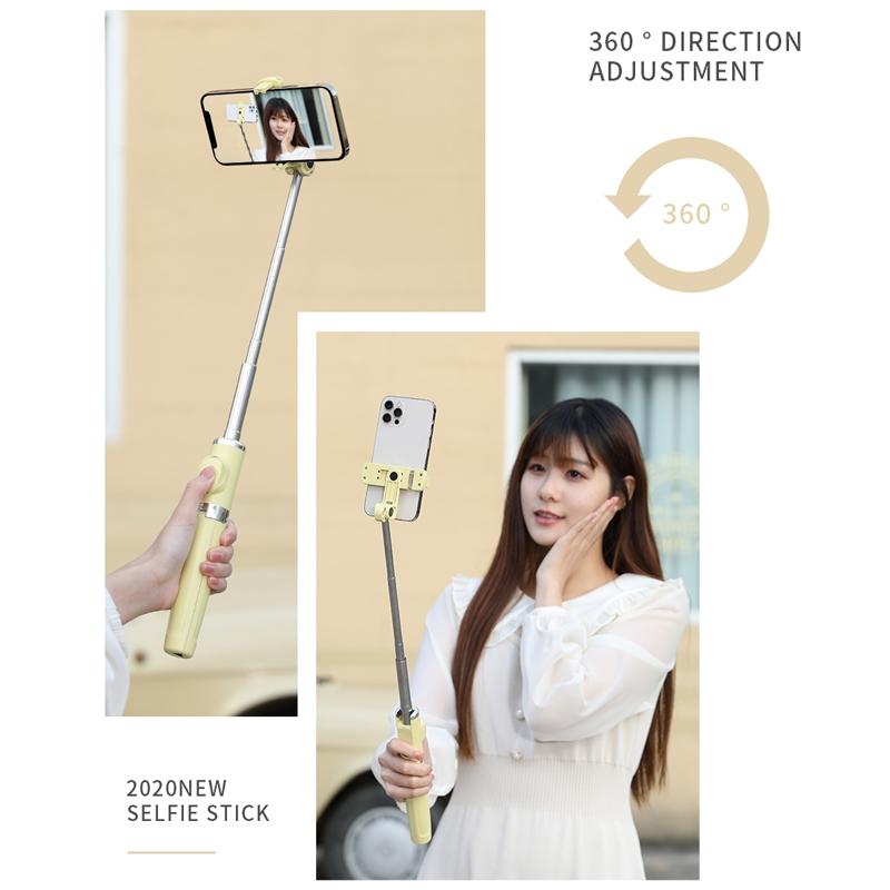 Wireless Selfie Stick with Remote Tripod - Compact Design - Yellow