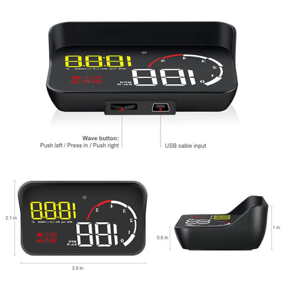 Universal Car Obd2 Hud 3.5 Inch Vehicle Head Up Display - Yellow