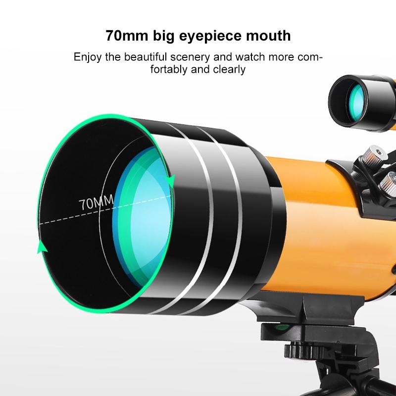 觀星望遠鏡，用於高清天文觀測 - 黑色/黃色