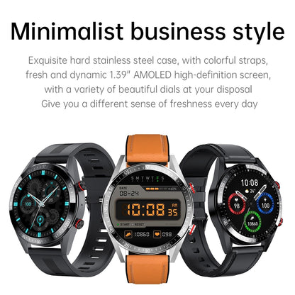 Leather Strap Amoled Smart Watch With Heart Rate And Blood Pressure Monitoring - Brown