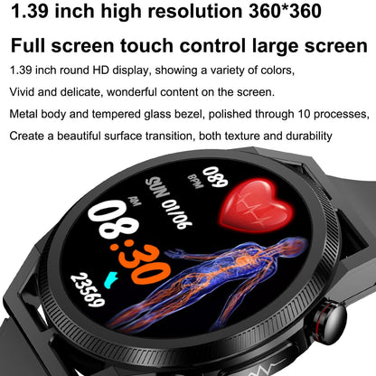 1.39 Inch Ips Screen Ip67 Waterproof Leather Band Smart Watch Support Body Temperature Monitoring / Ecg - Brown