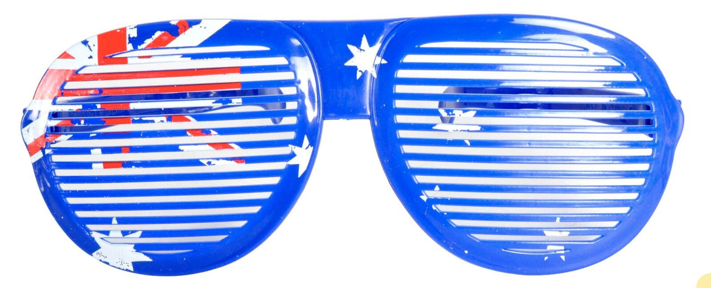 12x Jumbo Party Costume Glasses  - Australian Flag Design - Wayfarer Oversized 26cm Wide