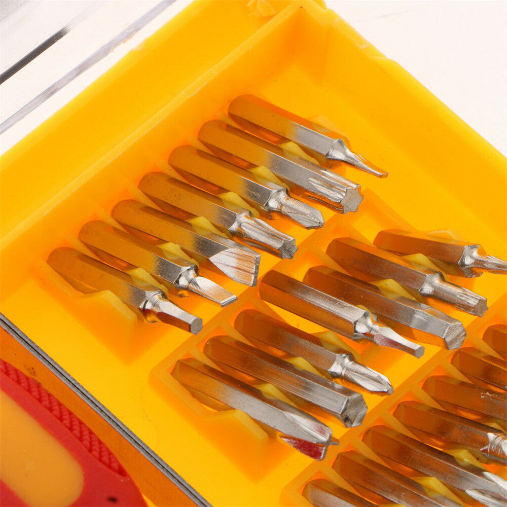Set of screwdrivers in a yellow case