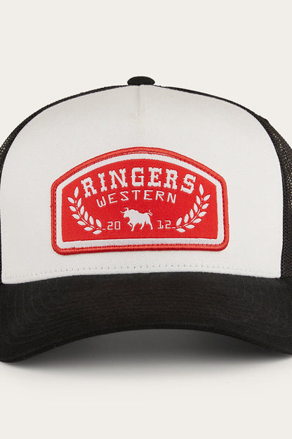 Ringers Western Wheatbelt Trucker Baseball Cap Hat in White/Red