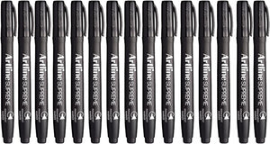 12x Artline Supreme Permanent Markers 0.4mm - Black Bulk Pack
