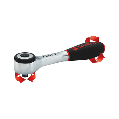 Wurth 1/4" Reversible Ratchet Wrench 360 Degree Twist Handle Chrome Vanadium 135mm