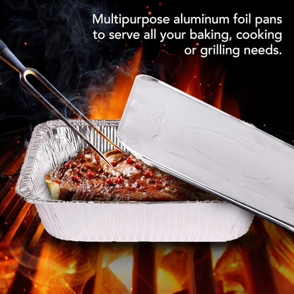 320x Aluminium Disposable Foil Food Container Trays Pans w/ Lids Covers Bulk 22x15x4.5cm