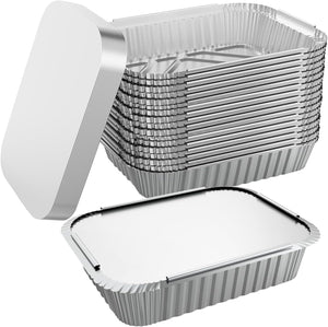 144x Aluminium Disposable Foil Food Container Trays Pans w/ Lids Covers Bulk 22cm*15cm*4.5cm