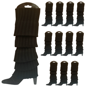 12x LEG WARMERS Knitted Womens Costume Neon Dance Party Knit 80s BULK - Black