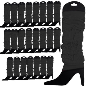 24 LEG WARMERS Knitted Womens Neon Party Knit Ankle Fluro Dance Costume 80s BULK - Black