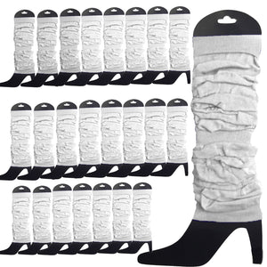 24 LEG WARMERS Knitted Womens Neon Party Knit Ankle Fluro Dance Costume 80s BULK - White