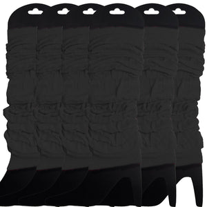 6x LEG WARMERS Knitted Womens Neon Party Knit Ankle Fluro Dance Costume 80s BULK - Black