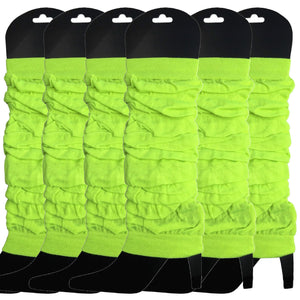 6x LEG WARMERS Knitted Womens Neon Party Knit Ankle Fluro Dance Costume 80s BULK - Fluro Yellow