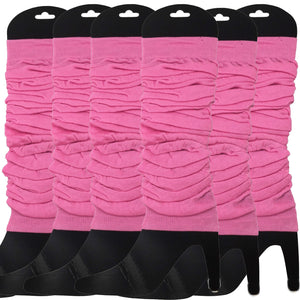 6x LEG WARMERS Knitted Womens Neon Party Knit Ankle Fluro Dance Costume 80s BULK - Light Pink
