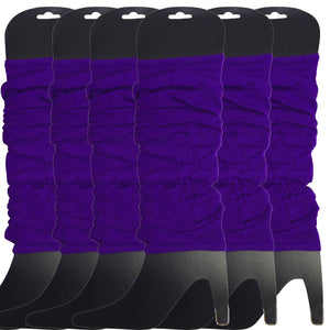 6x LEG WARMERS Knitted Womens Neon Party Knit Ankle Fluro Dance Costume 80s BULK - Purple