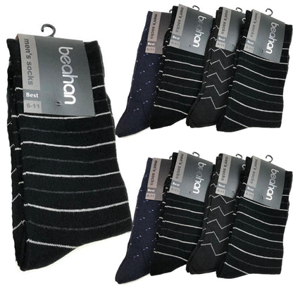9 Pairs COTTON BUSINESS SOCKS Mens Dress Crew Plain Work Casual  BULK - Assorted Pack - 6-11